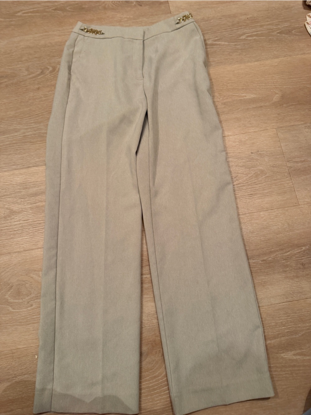 Anne Klein Beige Wide-Leg Dress Pants